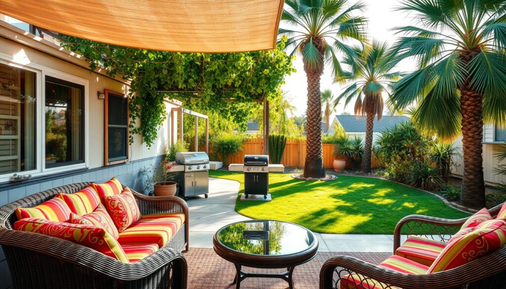 retro mobile home patio design