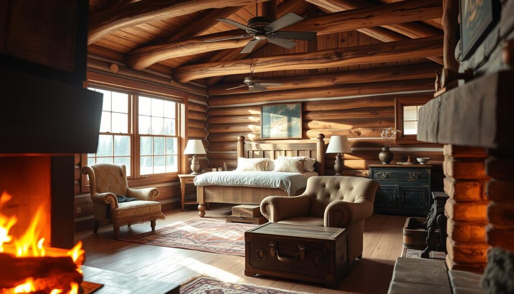 log cabin bedroom interior