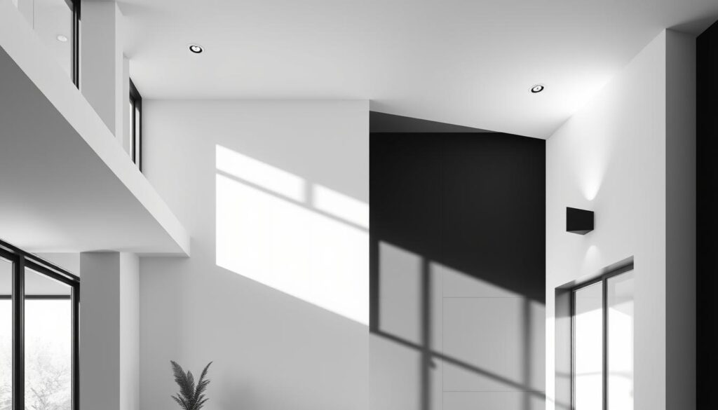 modern black and white interior lighting