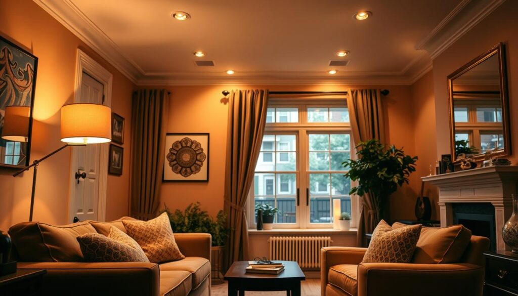row home interior design lighting