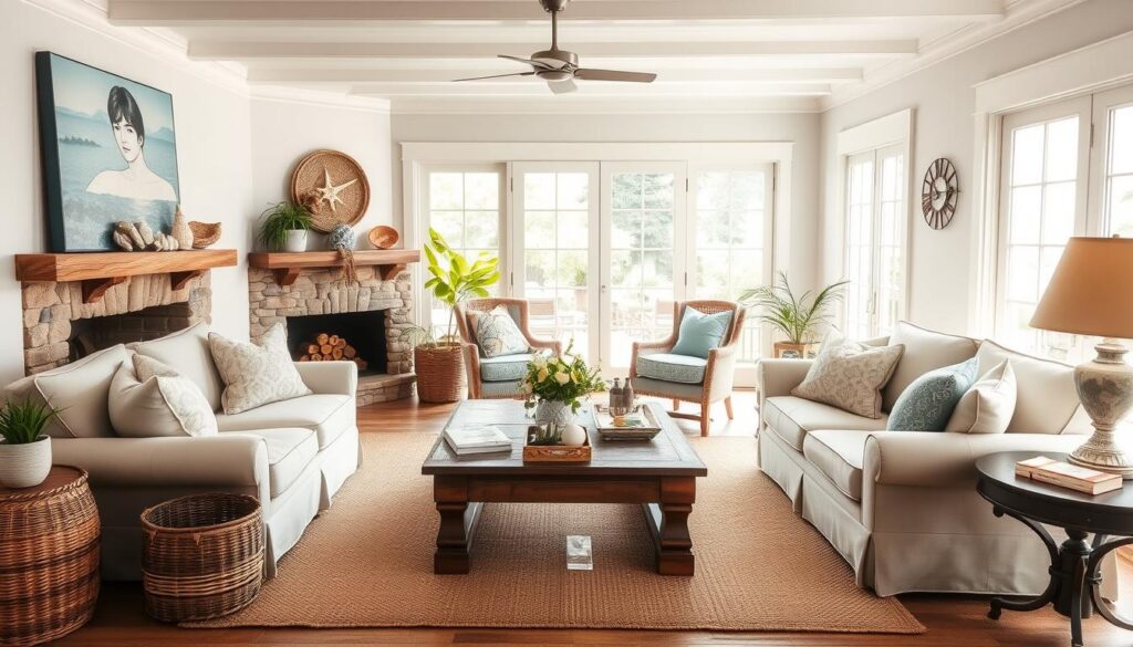 coastal farmhouse living room